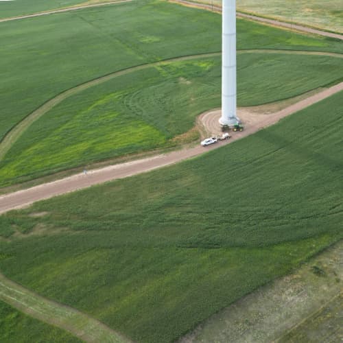 Land reclamation around the base of a wind turbine